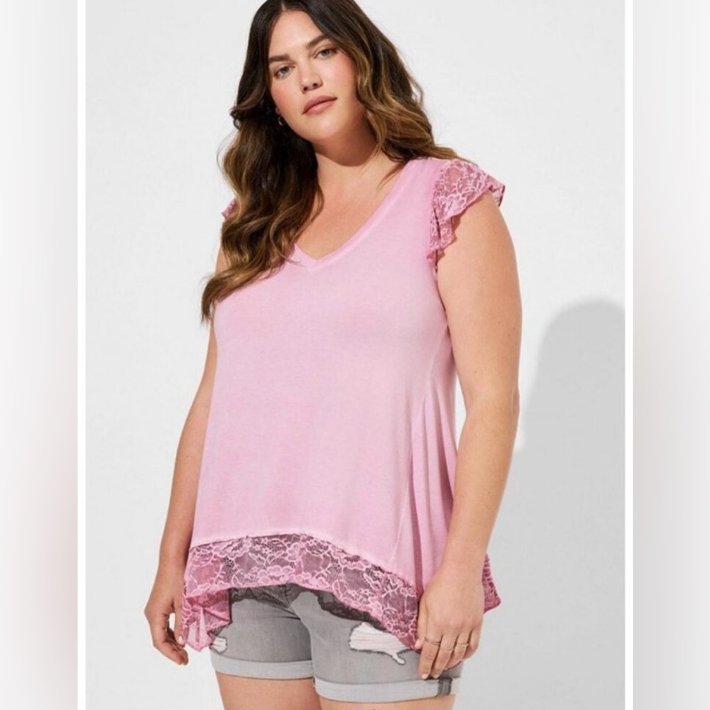 Torrid Super Soft Pink V-Neck Knit Top
